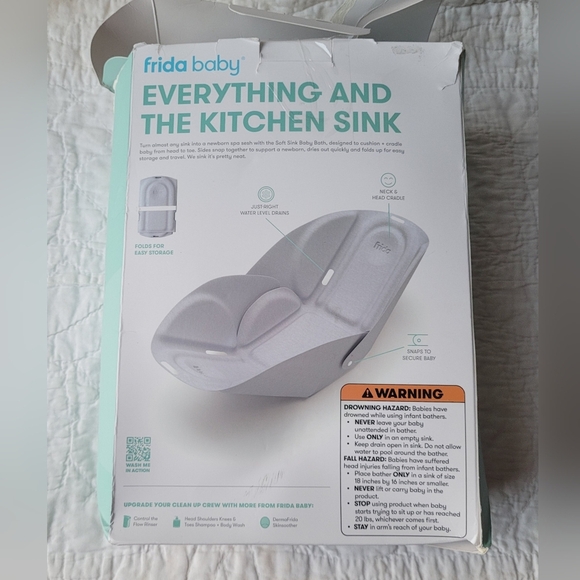 FRIDABABY SOFT SINK BABY BATH SOFT FOLDABLE TUB GREY IN BOX - Picture 7 of 12